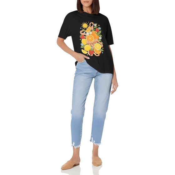 Women's Citrus Picnic Club Graphic Short Sleeve Crew Neck Cotton T-Shirt