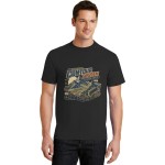 Men's Contour System Mountain Route Graphic Short Sleeve Crew Neck Cotton T-Shirt