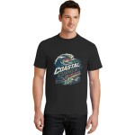 Men's Coastal Current Wave Beach Graphic Short Sleeve Crew Neck Cotton T-Shirt