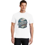 Men's Coastal Current Wave Beach Graphic Short Sleeve Crew Neck Cotton T-Shirt