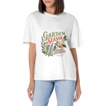 Women's Garden Season Bloom Floral Graphic Short Sleeve Crew Neck Cotton T-Shirt