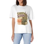 Women's Garden Season Market Morning Graphic Short Sleeve Crew Neck Cotton T-Shirt