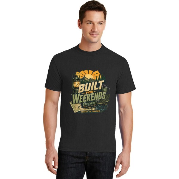 Men's Built For Weekends Camp Graphic Short Sleeve Crew Neck Cotton T-Shirt