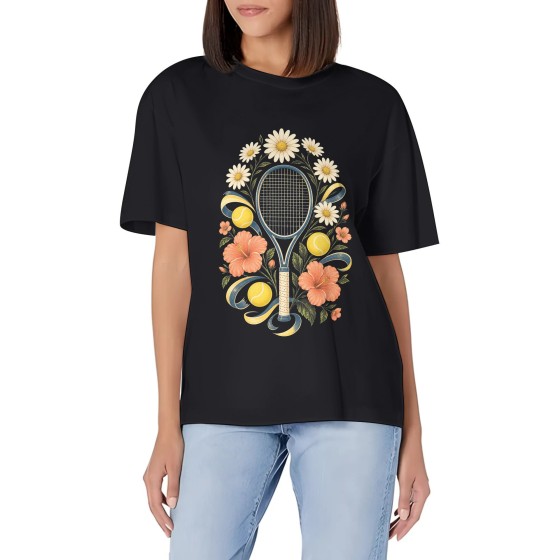 Women's Court Garden Rally Graphic Short Sleeve Crew Neck Cotton T-Shirt