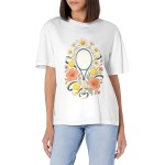 Women's Court Garden Rally Graphic Short Sleeve Crew Neck Cotton T-Shirt