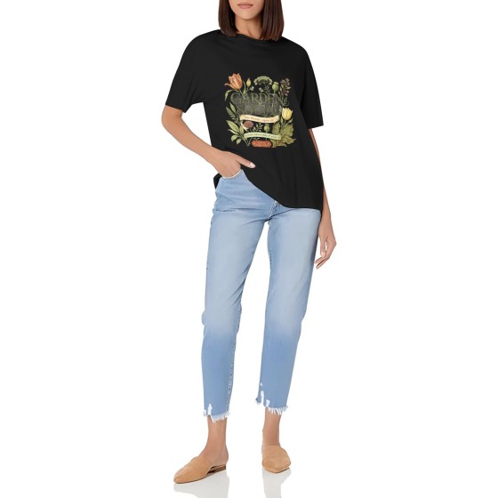 Women's Garden Social Graphic Short Sleeve Crew Neck Cotton T-Shirt