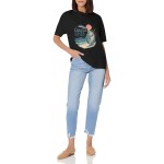 Women's Coastal Lines Shell Beach Graphic Short Sleeve Crew Neck Cotton T-Shirt