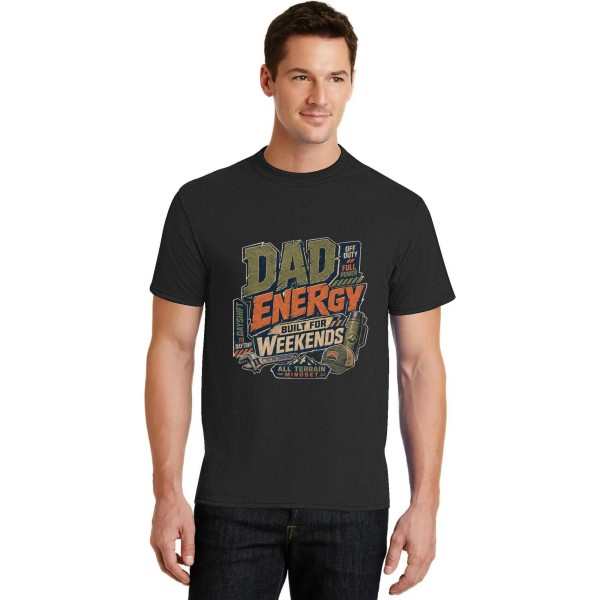 Men's Dad Energy All Terrain Graphic Short Sleeve Crew Neck Cotton T-Shirt