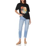 Women's Garden Season Floral Coastal Air Graphic Short Sleeve Crew Neck Cotton T-Shirt