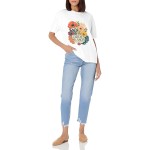 Women's Garden Season Floral Coastal Air Graphic Short Sleeve Crew Neck Cotton T-Shirt