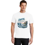 Men's Coastal Season Wave Graphic Short Sleeve Crew Neck Cotton T-Shirt